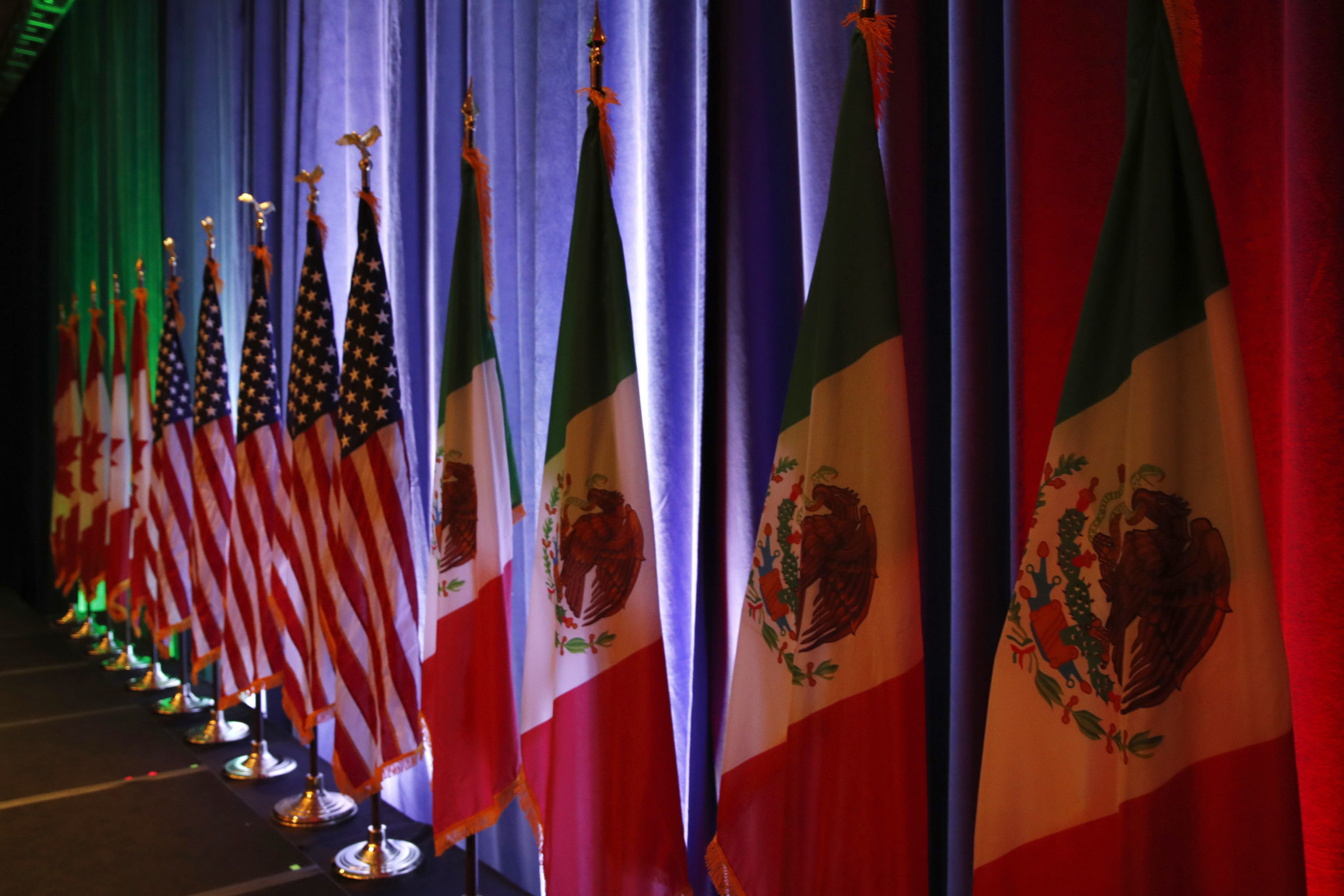 Photo of Canadian, U.S. and Mexican flags
