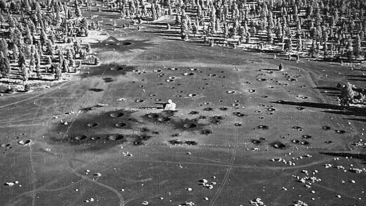 Photo of man-made craters in Flagstaff, Az. in 1968