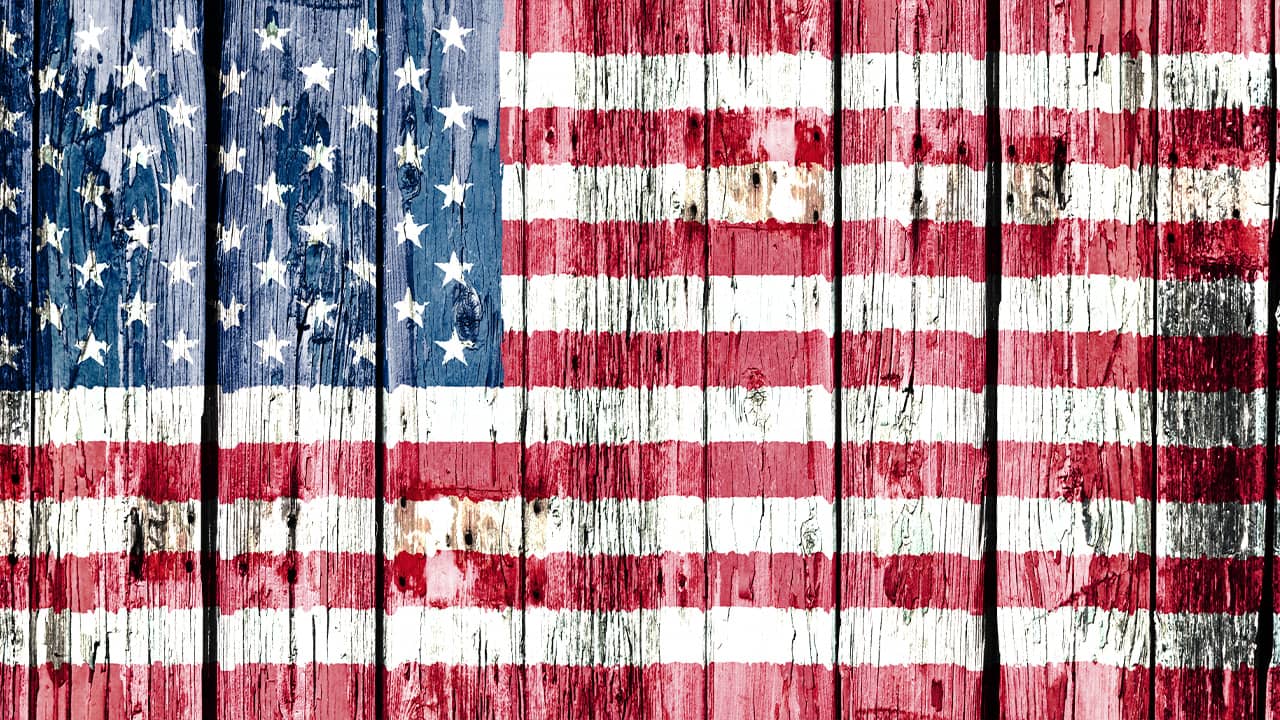 Photo of a wooden American flag