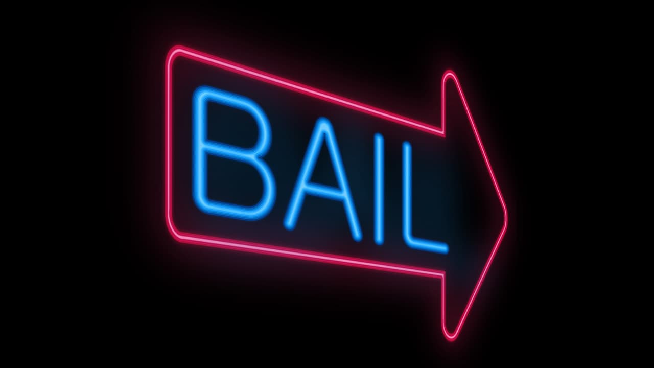 Photo of a neon "bail" sign