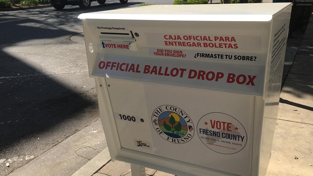 Photo of a ballot box in Fresno