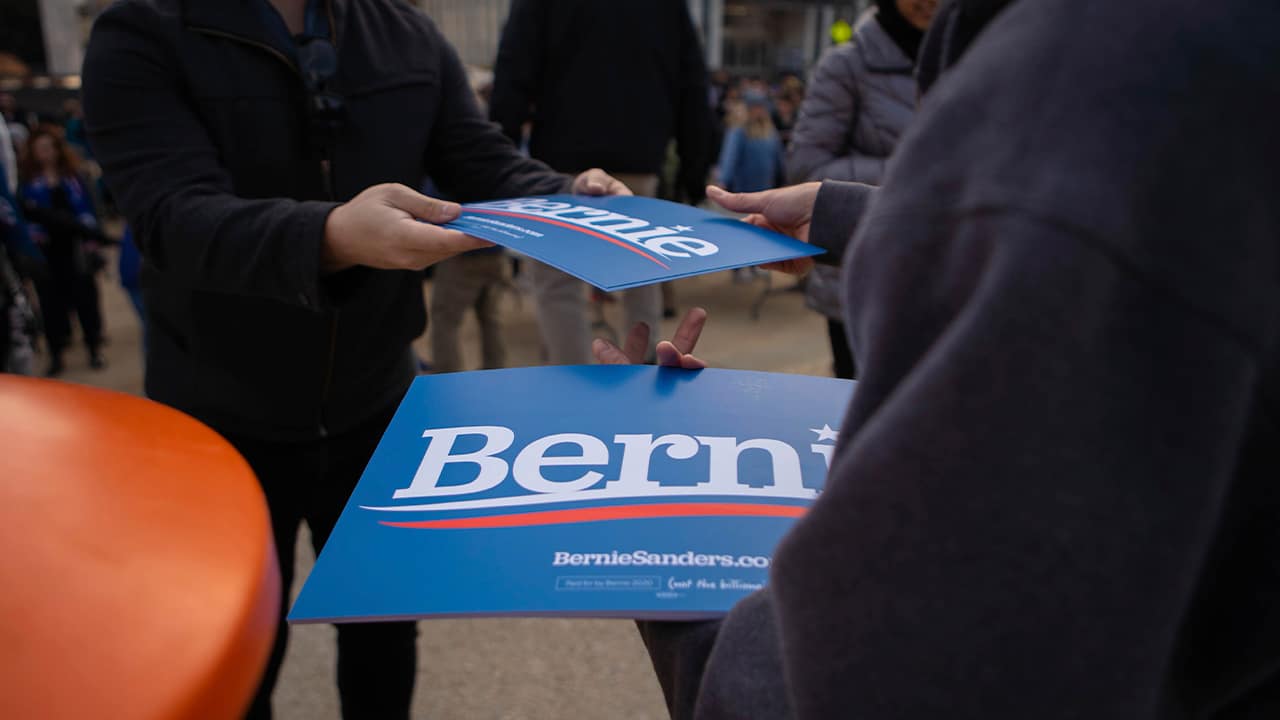 Photo of Bernie Sanders signs