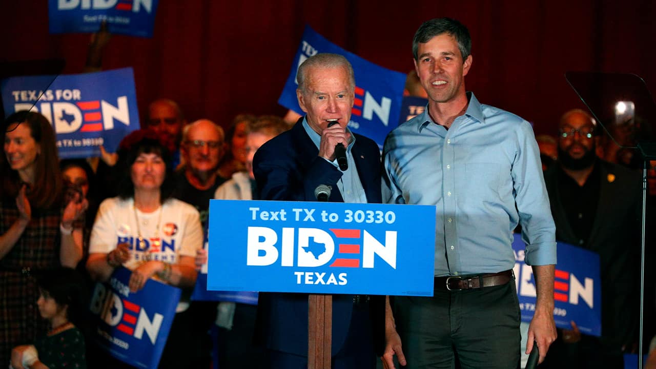 Photo of Democratic presidential candidate former Vice President Joe Biden and former Texas Rep. Beto O'Rourke
