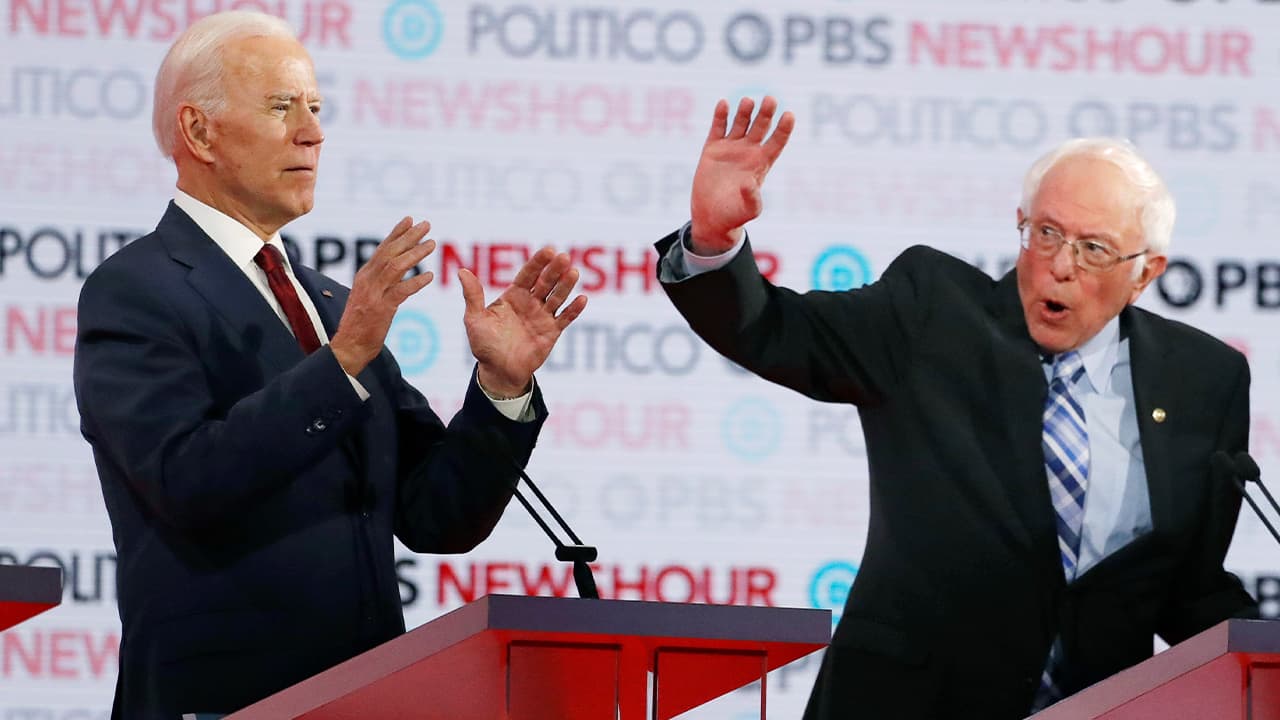 Photo of Joe Biden and Bernie Sanders 