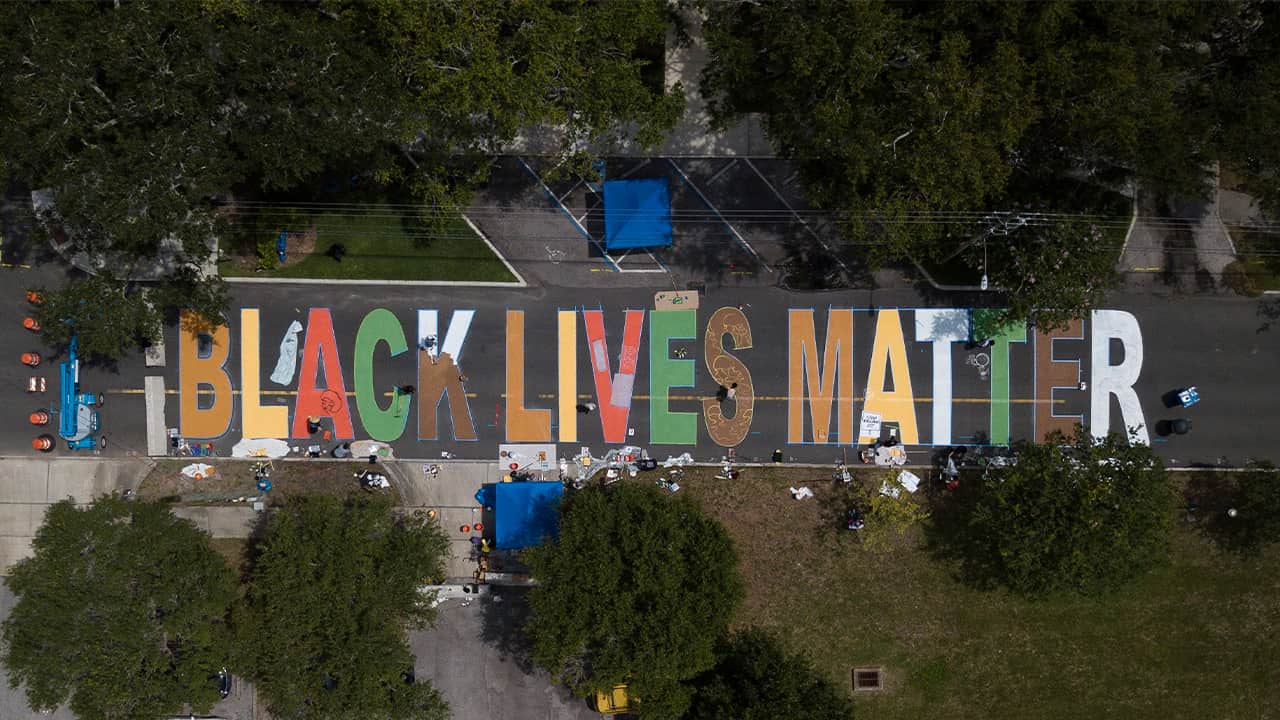 Photo of a Black Lives Matter painting 