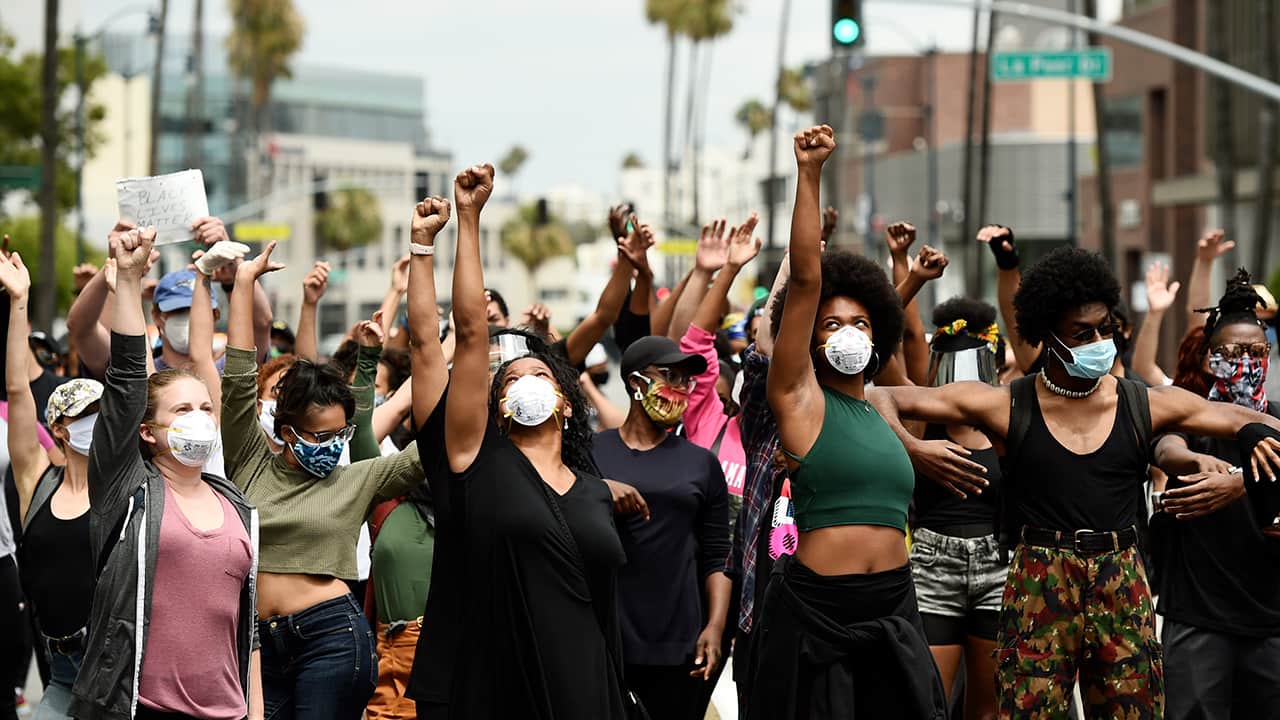 Photo of protesters in Beverly Hills