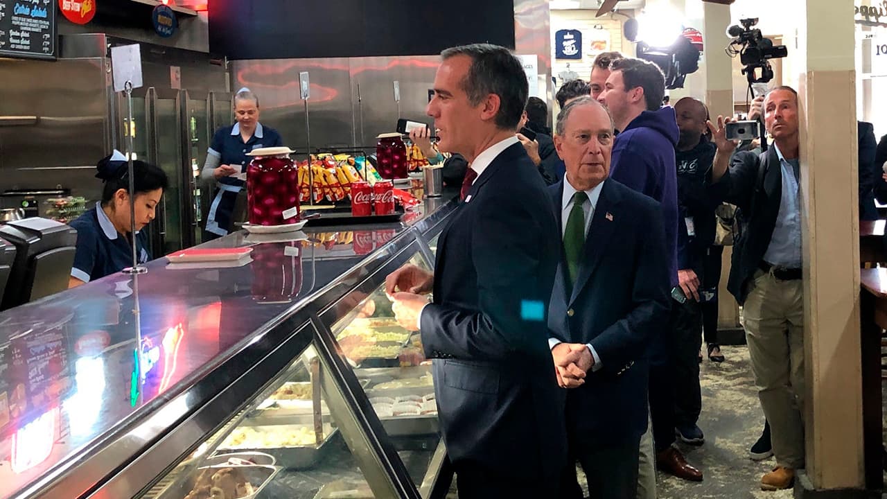 Photo of Michael Bloomberg and LA Mayor Eric Garcetti 