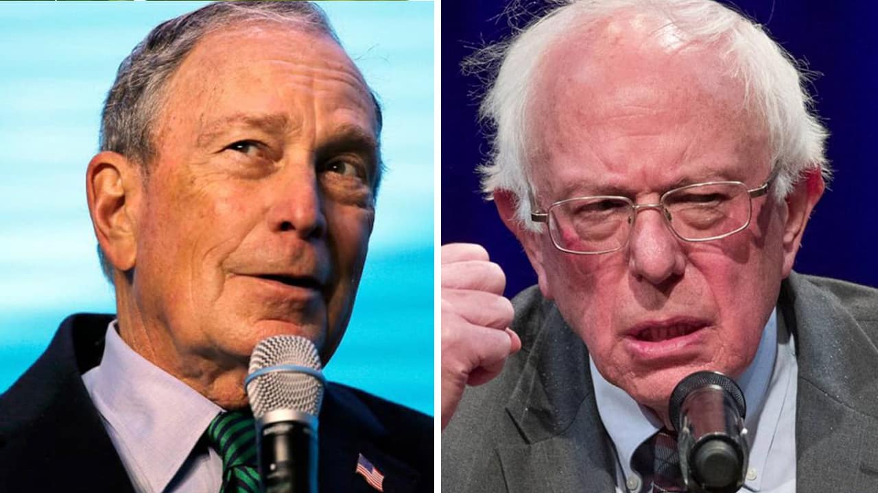 Photo combination of Mike Bloomberg and Bernie Sanders