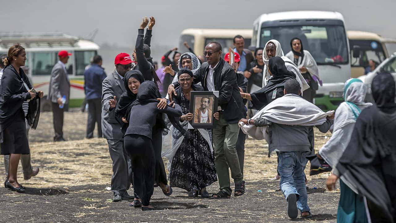 Photo of families of the victims of the Ethiopian Airlines plane crash