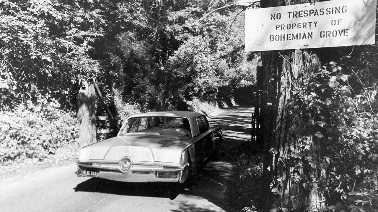 Photo of the roadway leading into Bohemian Grove in Monte Rio, Ca.