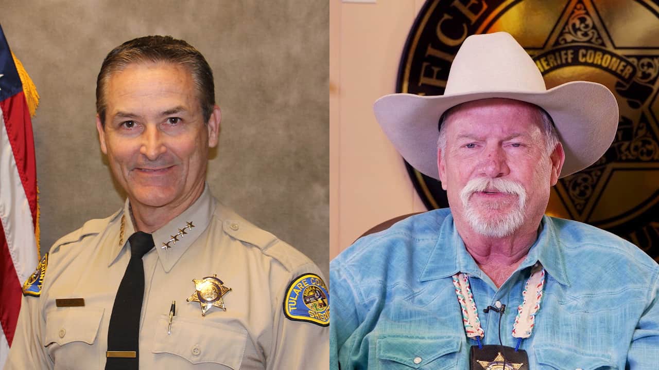 Photos of Tulare County Sheriff Mike Boudreaux and Merced County Sheriff Vern Warnke