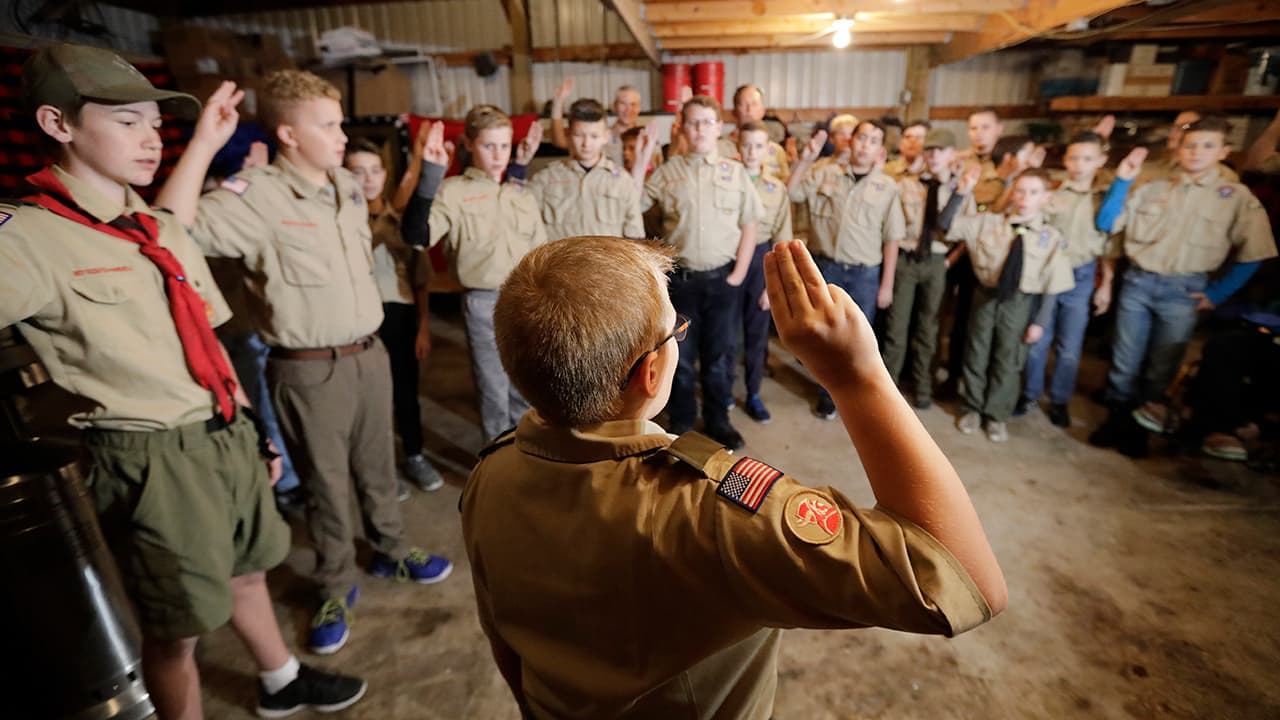 Photo of Boy Scouts troop during their meeting