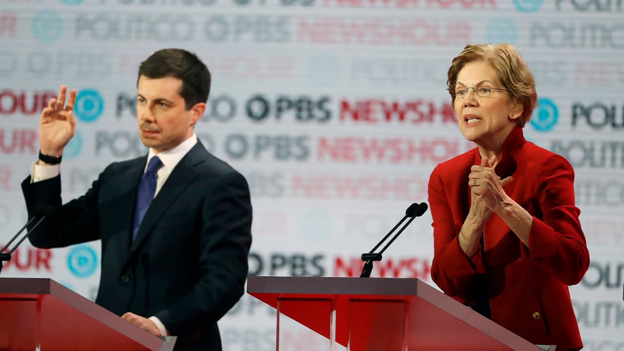 Photo of Pete Buttigieg and Elizabeth Warren