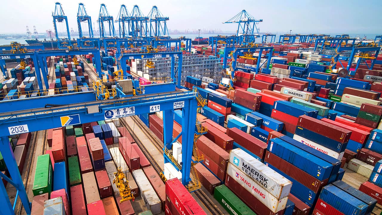 Photo of containers at a port in China