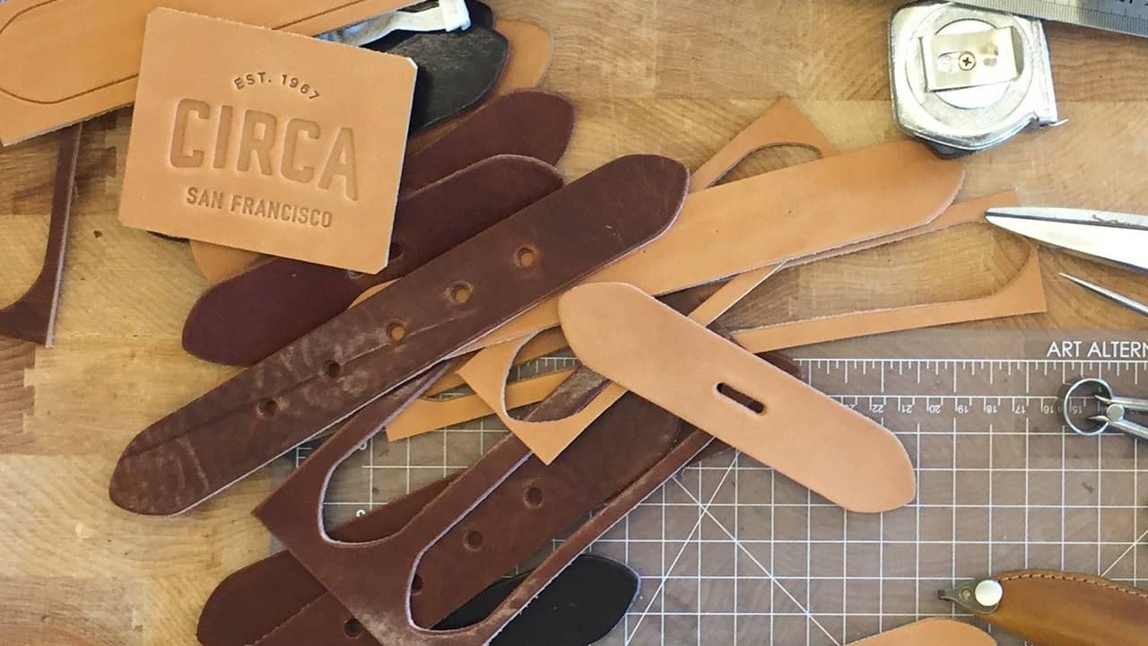 Photo of belt making supplies on a table