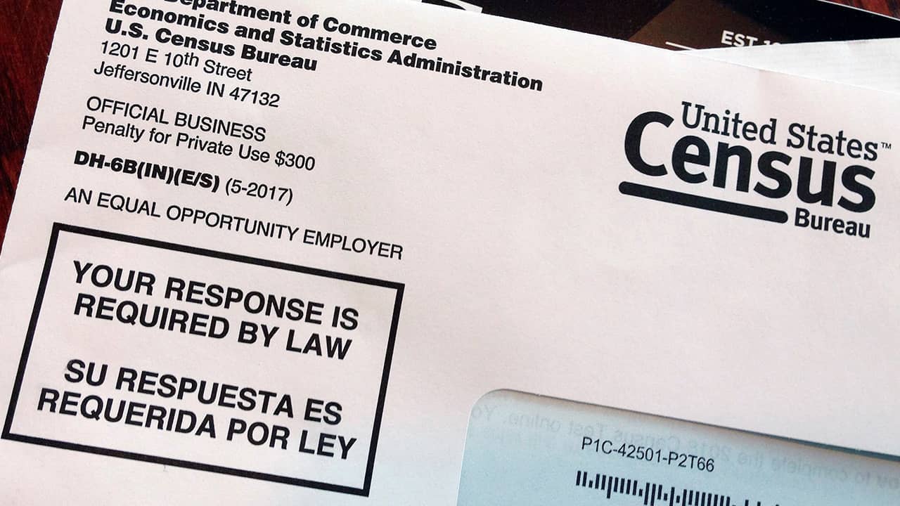 Photo of envelope containing a 2018 census letter