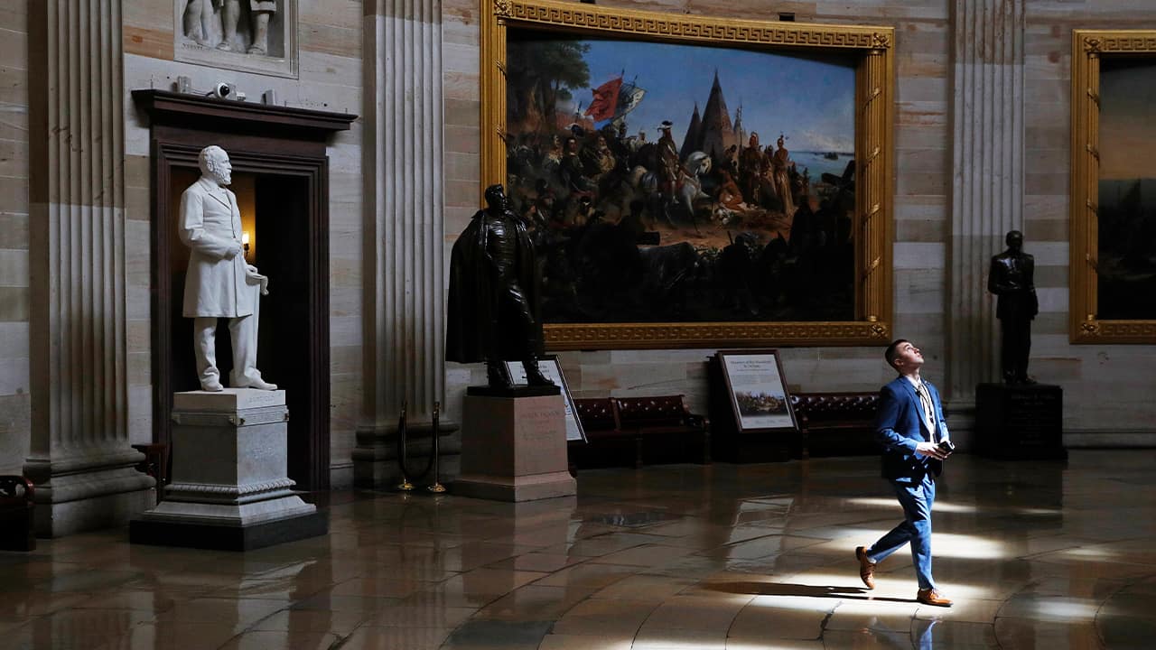 Photo of an empty U.S. Capitol Rotunda on Capitol Hill in Washington 