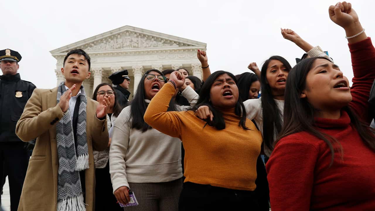 photo of DACA recipients protesting