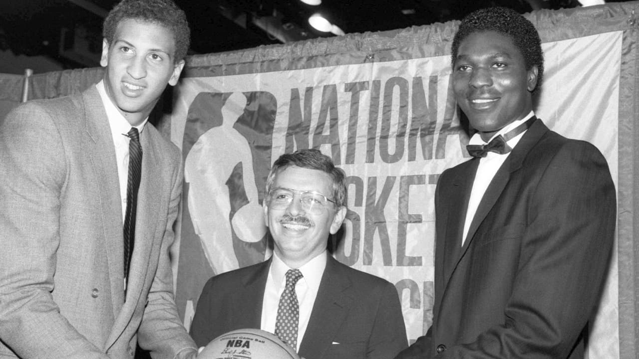 Photo of David Stern, Akeem Olajuwon and Sam Bowie 