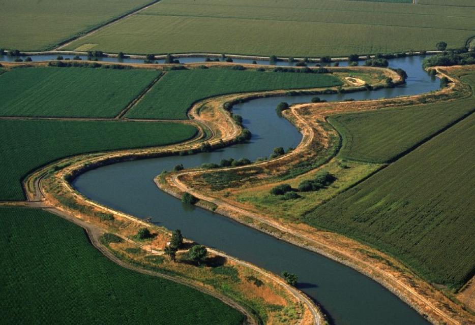 Aerial overview of the San Joaquin-Sacramento River Delta
