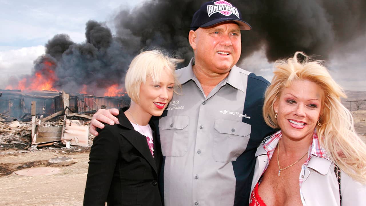 Photo of Dennis Hof and his "working girls"
