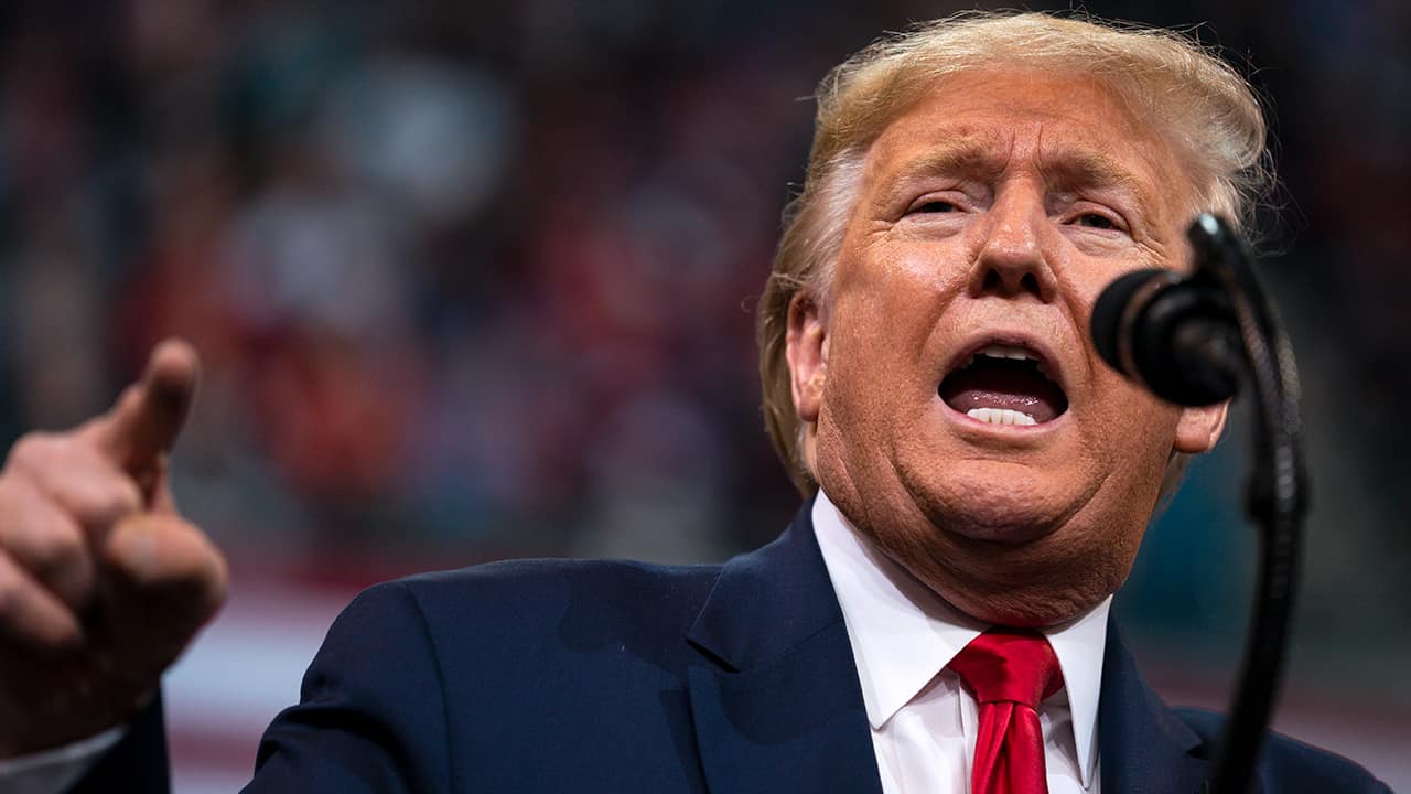 Photo of President Donald Trump speaking during a campaign rally