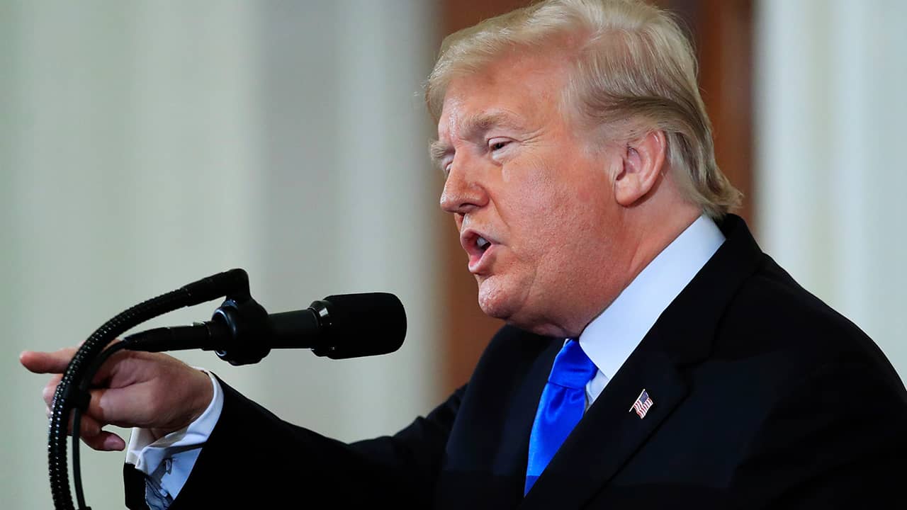 Photo of President Donald Trump speaking during a news conference in Washington
