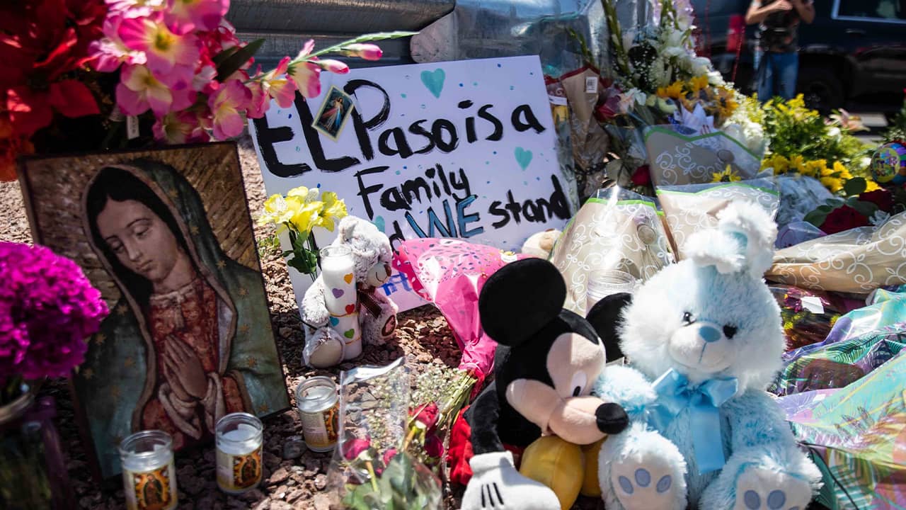 Photo of a memorial for the victims of the El Paso mass shooting