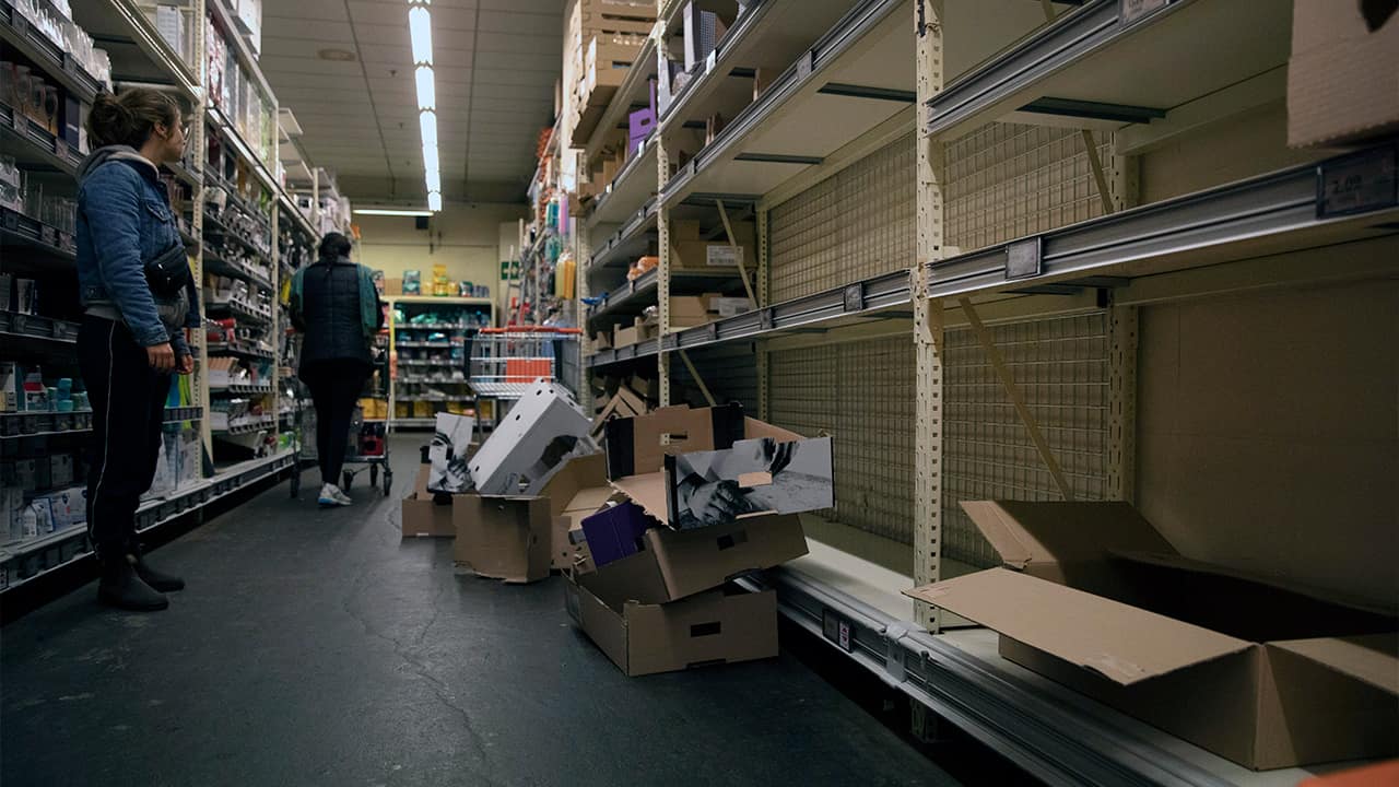 Photo of empty store shelves in Belgium 