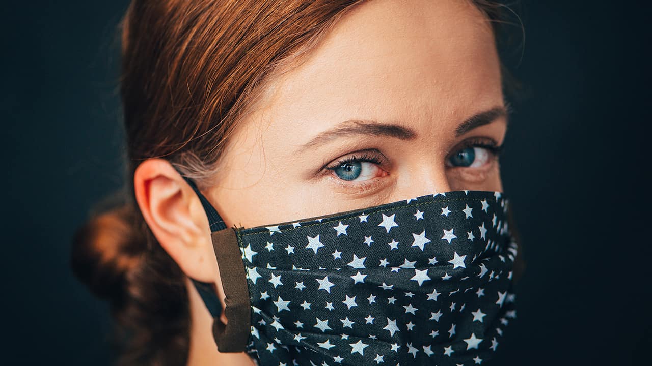 Photo of a young woman wearing a homemade cloth mask