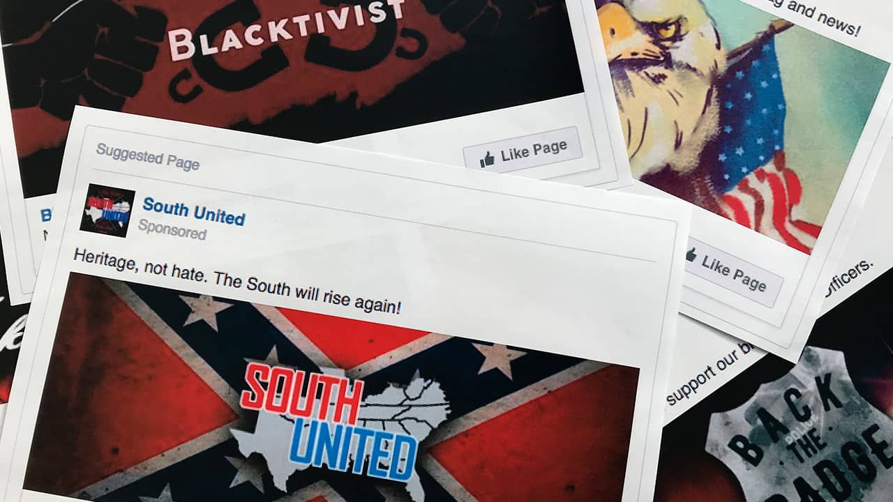 Photo of Facebook ads linked to a Russian effort to disrupt the American political process