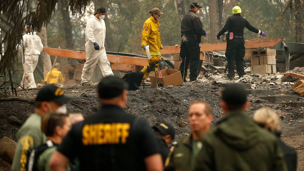 Photo of investigators recovering human remains
