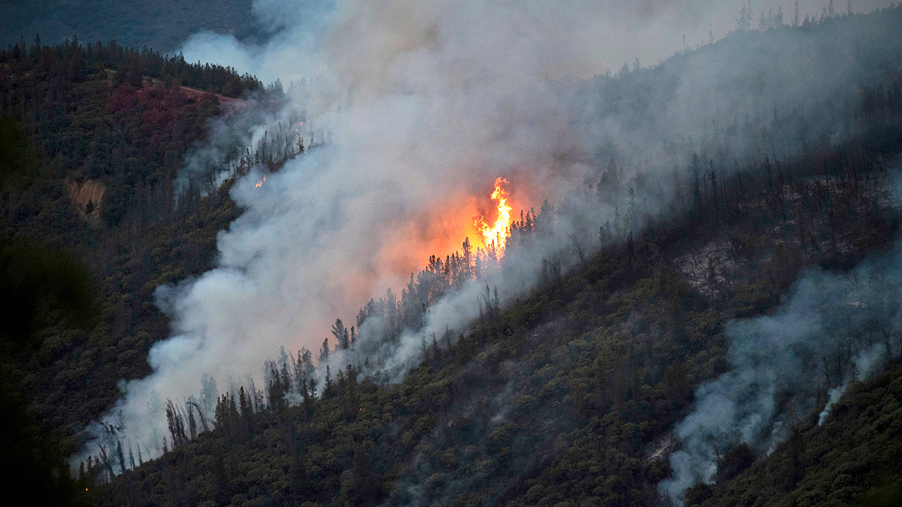 Photo of firefighter overlooking Cranston fire