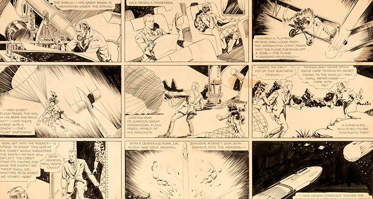 Photo of artwork for the "Flash Gordon" comic strip