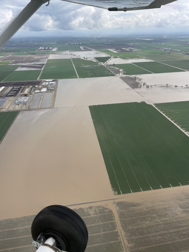 Valley flooding aerial view