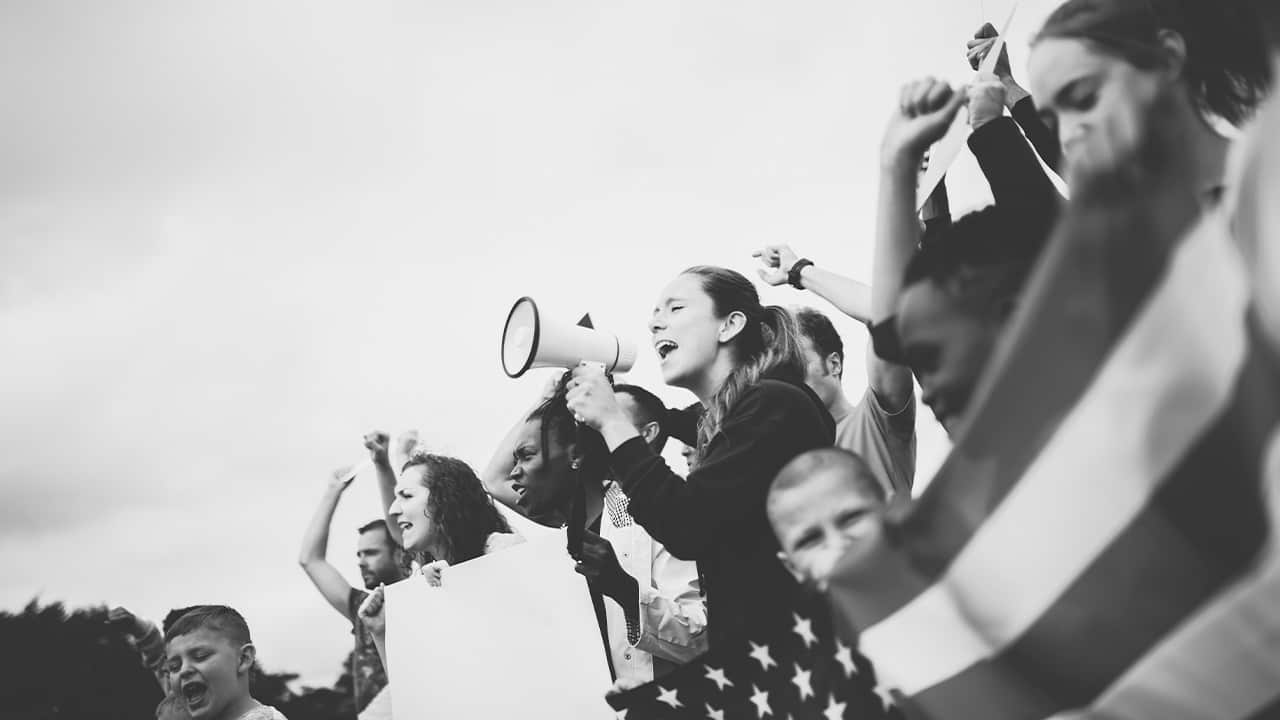 Photo of activists protesting