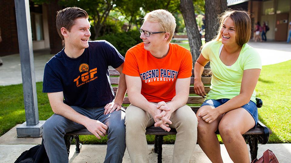 Photo of three students at Fresno Pacific University