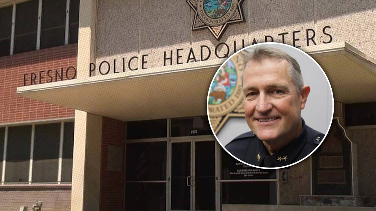 Photo combination of Fresno Police Headquarters and Fresno Police Chief Andy Hall