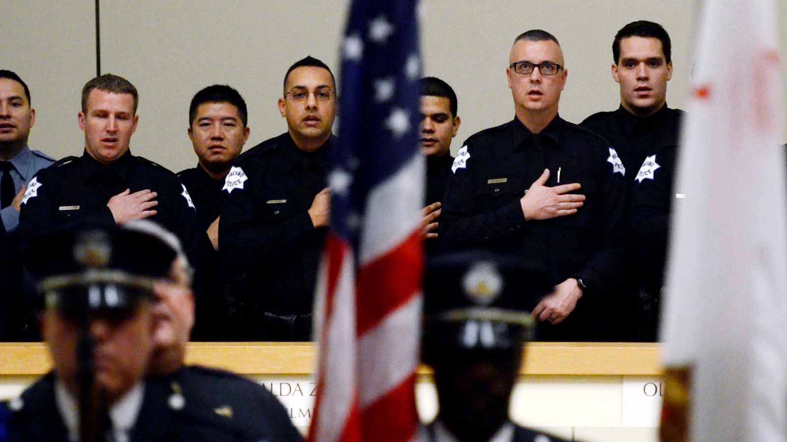 Photo of Fresno police officers being sworn in