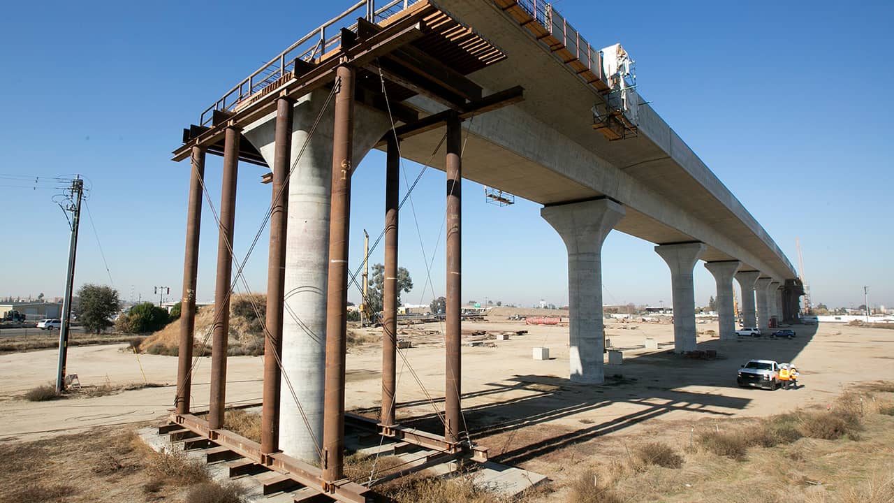 Photo of high-speed rail construction in Fresno, California