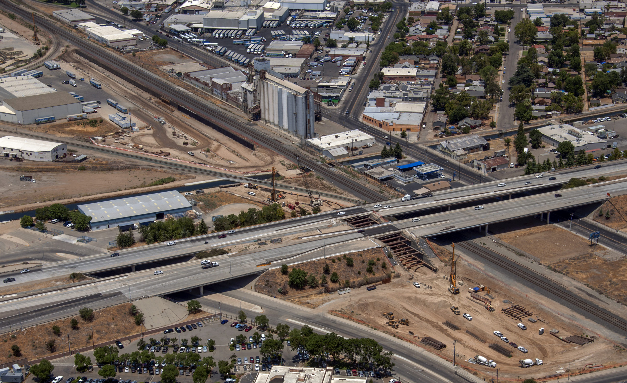 Aerial photo of the Fresno Trench for CA High-Speed Rail