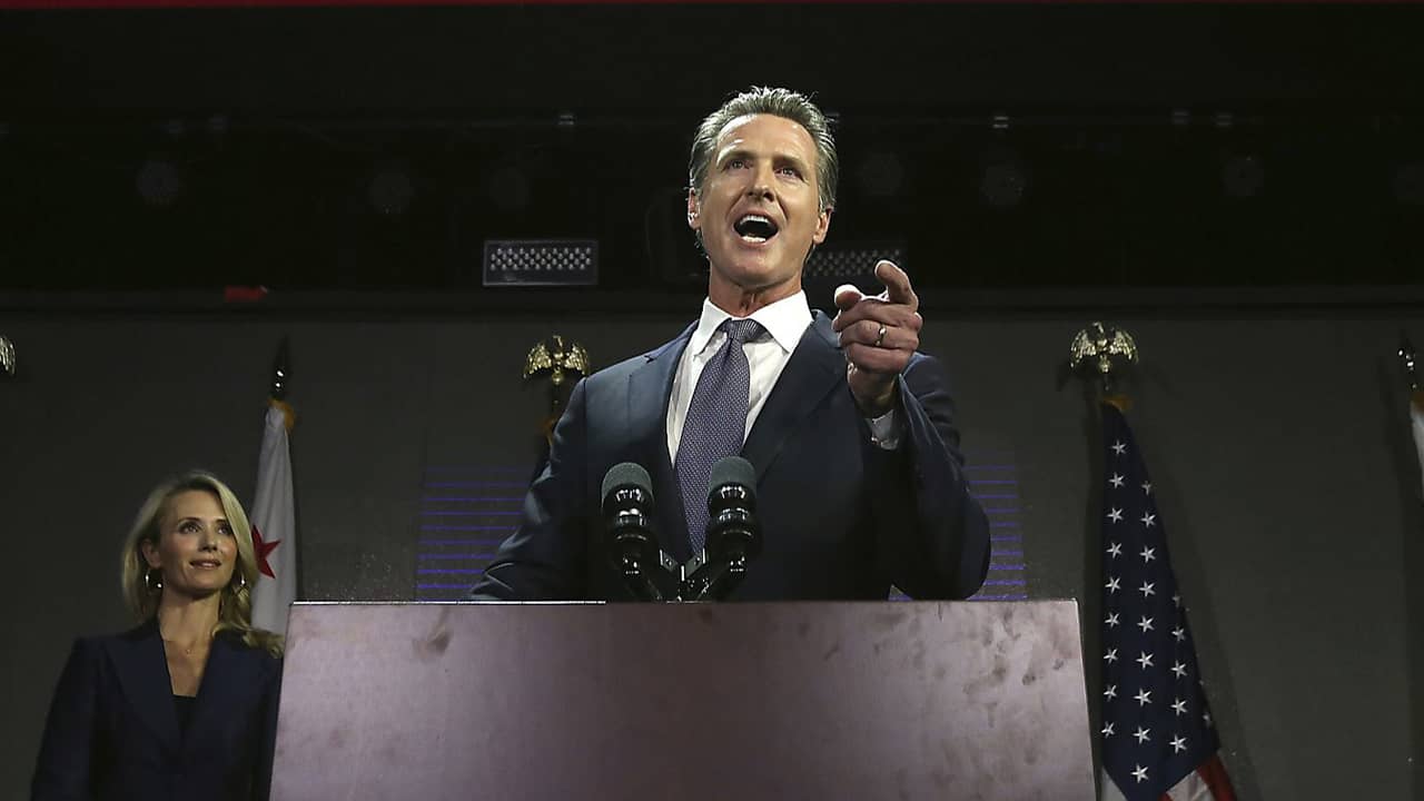 Photo of Gavin Newsom on election night