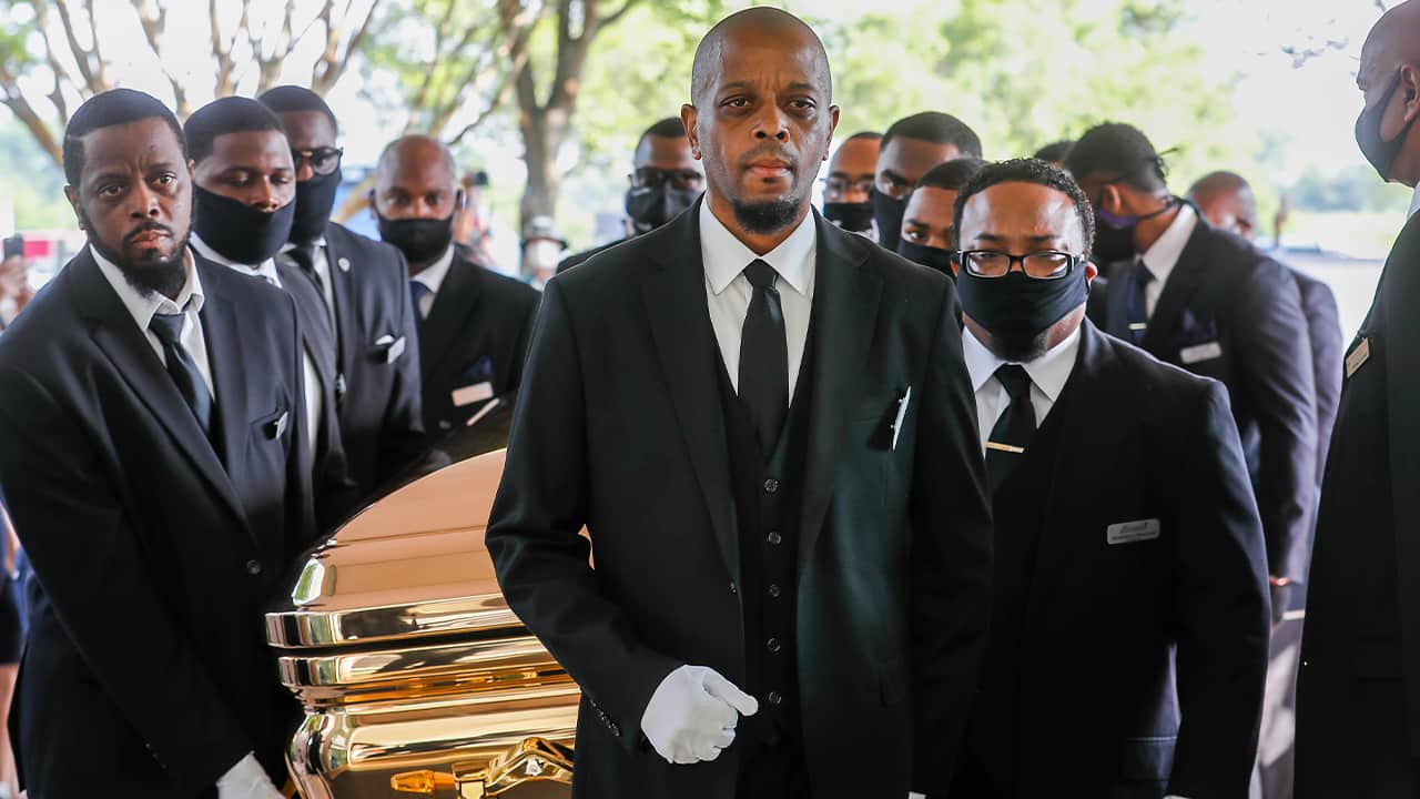 Photo of George Floyd's coffin being carried