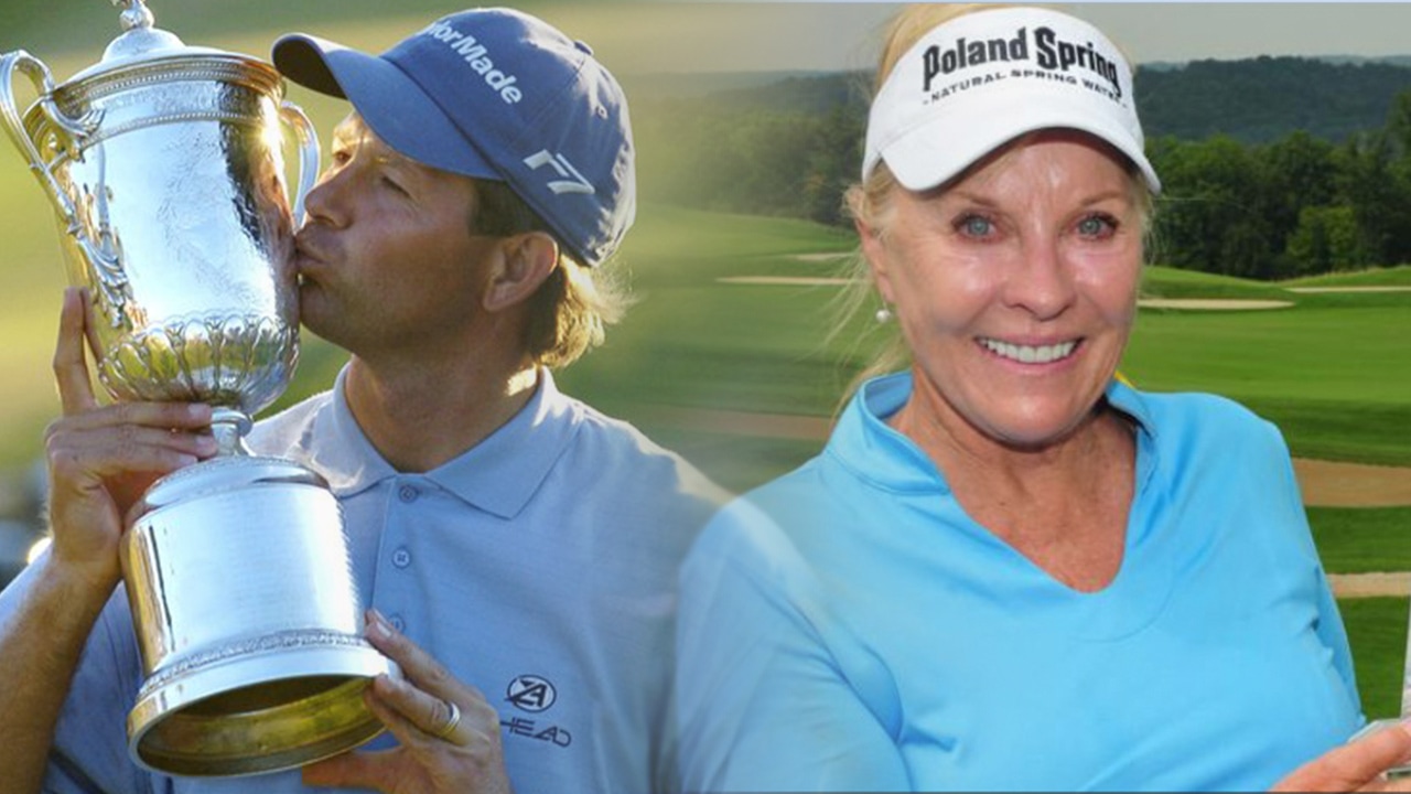 Photo combo of Retief Goosen and Jan Stephenson