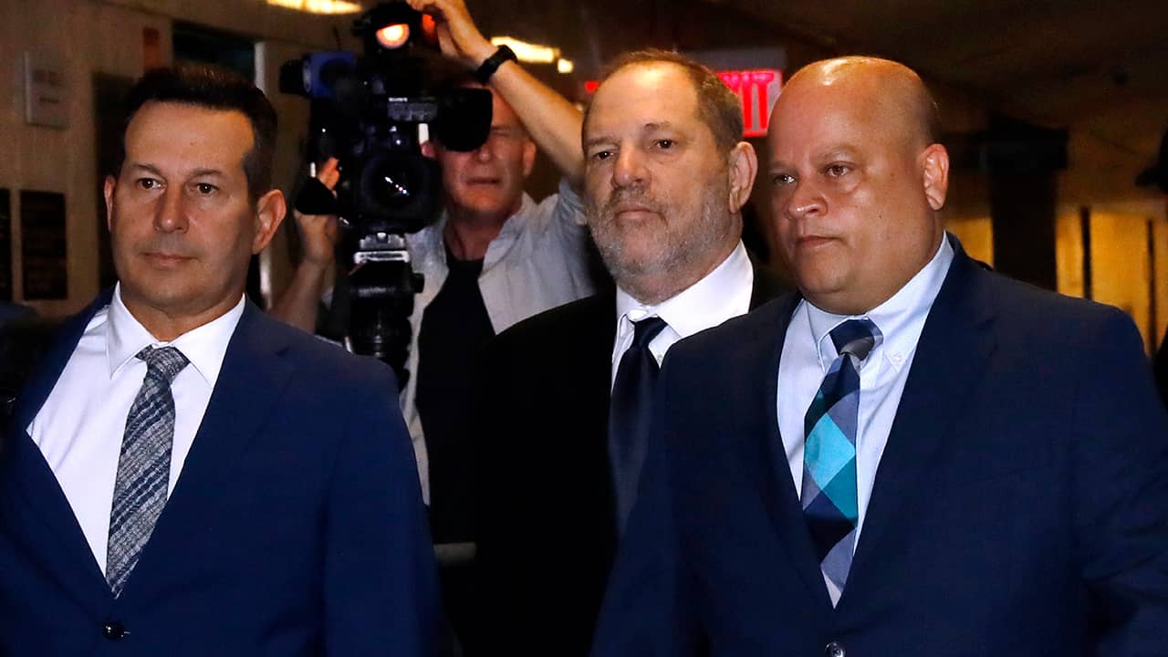 Photo of Harvey Weinstein entering State Supreme Court