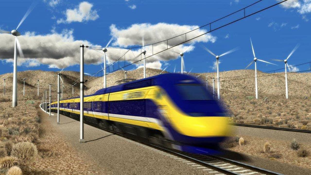 Photo of a rendering of the California high speed-rail