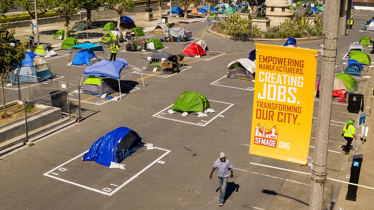 Photo of a homeless camp