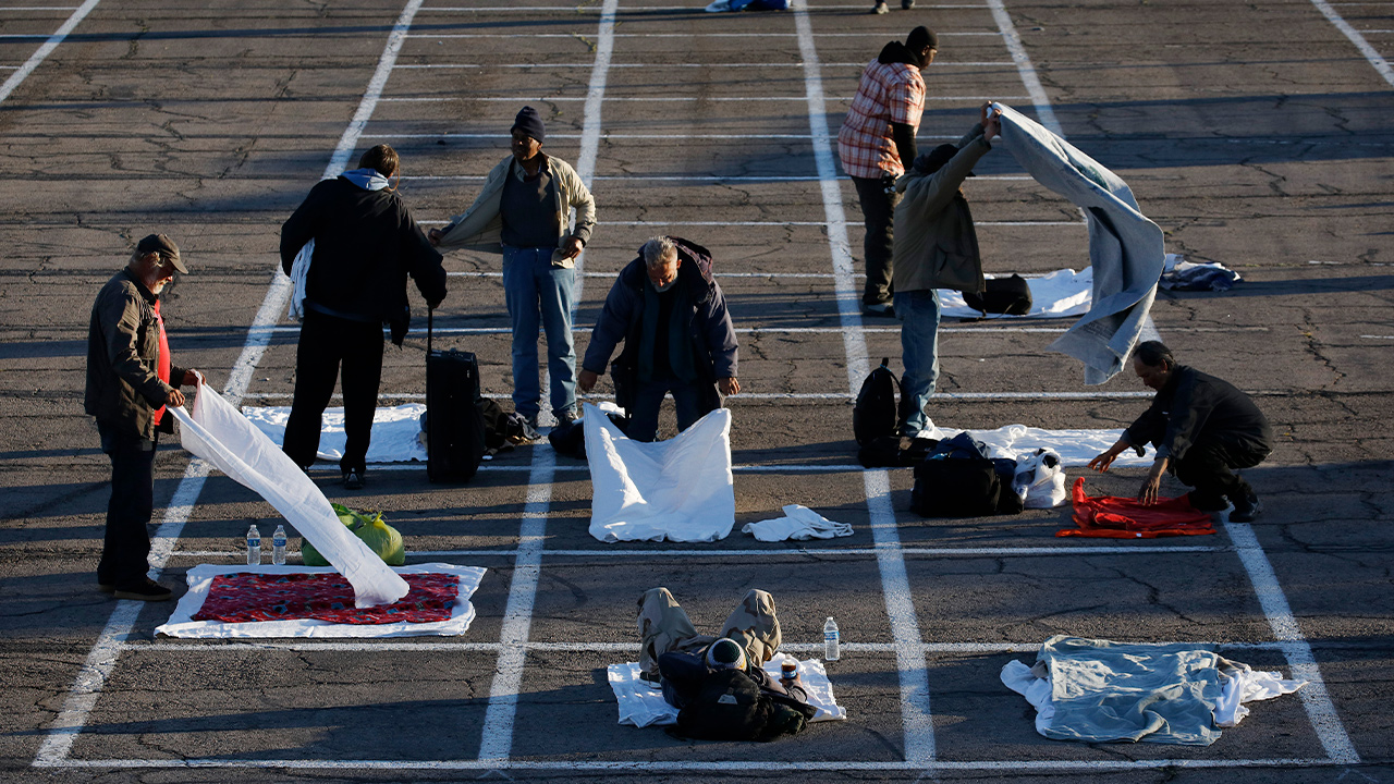 Photo of homeless people in Las Vegas 