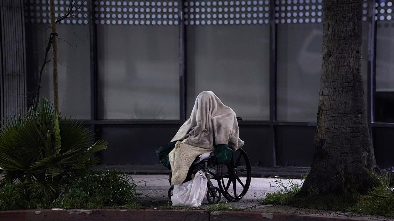 Photo of a homeless person on Sunset Blvd.