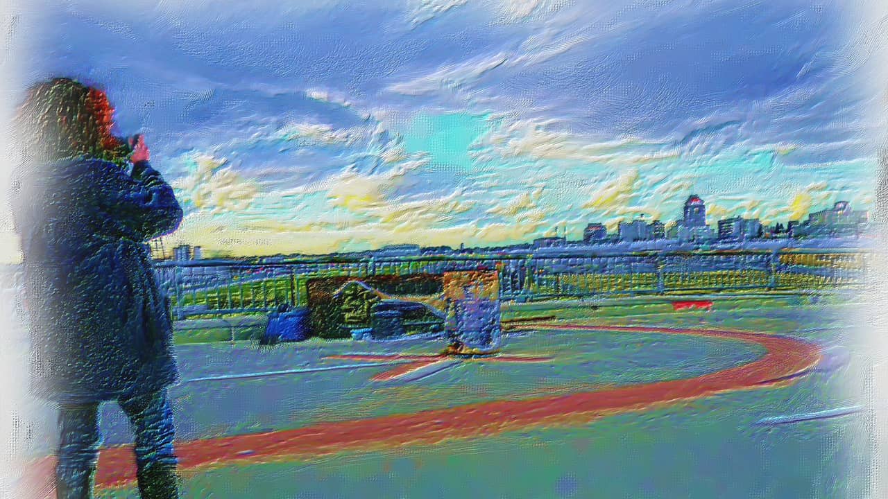 Image of Fresno from a distance painted by a homeless woman.